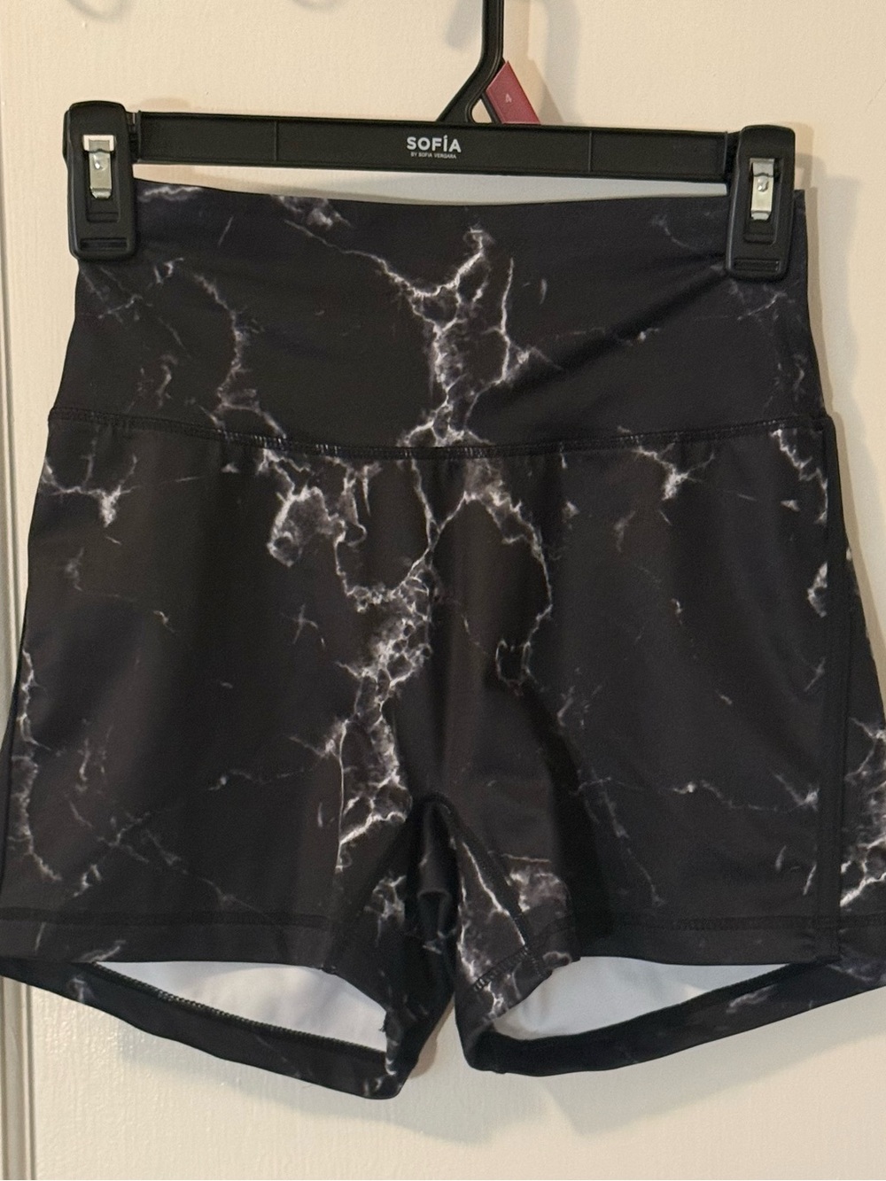 BuffBunny Black Marble Print High-Rise Bike Shorts